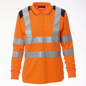 Polo de alta visibilidad para mujer, con bandas reflectantes.
