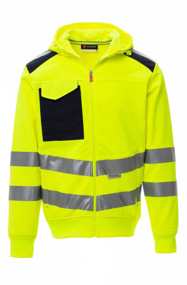 Sudadera de alta visibilidad para hombre, con capucha y bandas reflectantes.