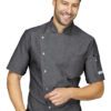 Chaqueta de cocinero Isacco Belfast, manga corta, corte slim fit, 1 bolsillo con botón a presión, ideal para chefs y cocineros.
