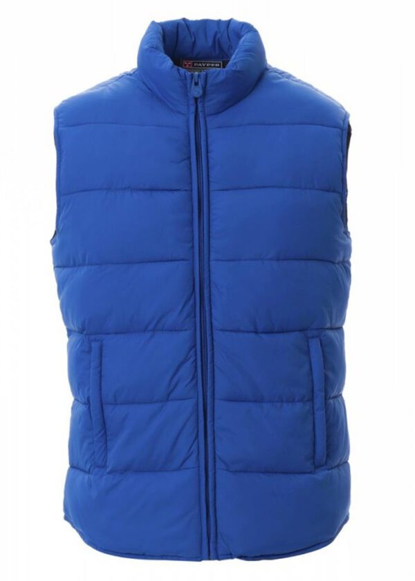 Chaleco para hombre en color azul real, diseño acolchado efecto pluma.