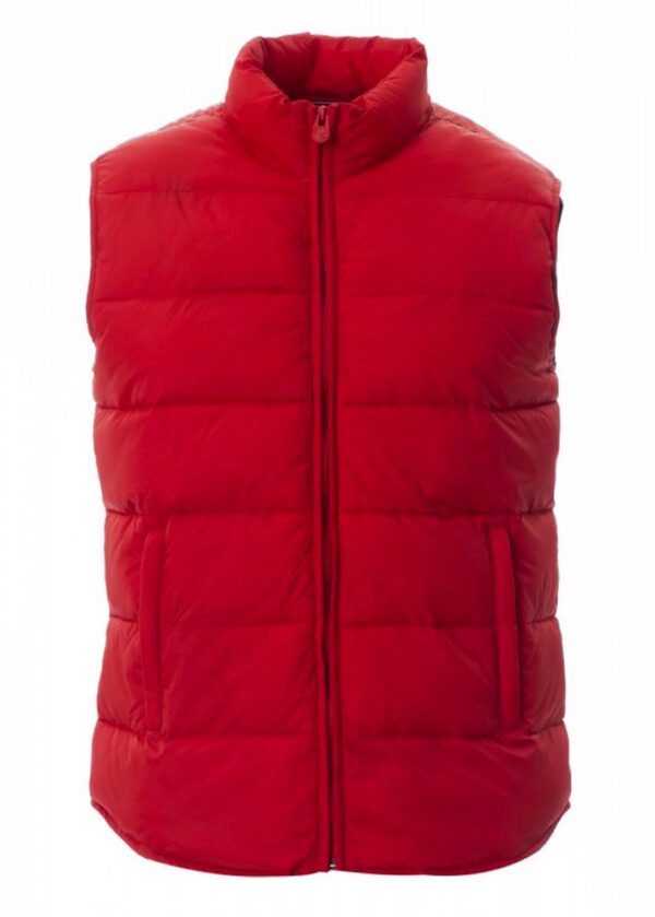 Chaleco para hombre en color rojo, diseño acolchado efecto pluma.