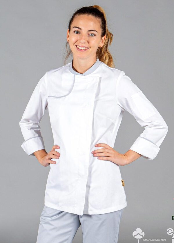 Chaqueta de Cocina Mujer LADY ANAYA TEJIDO RECICLADO: Elegancia Sostenible.