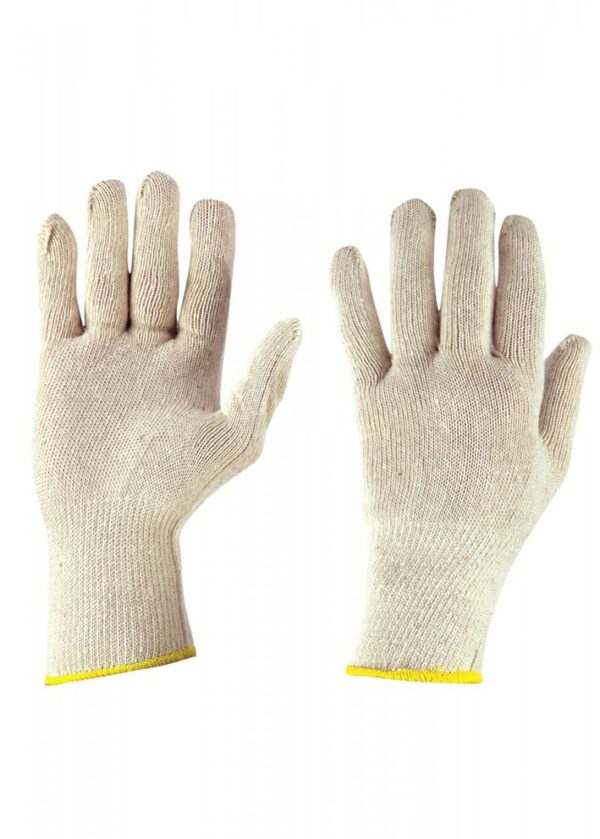 Guantes de algodón de hilo 10G, puño de punto ribeteado