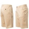 Imagen de bermudas clásicas de hombre en color elegante con cierre de cremallera y botón. Diseño cómodo con múltiples bolsillos y trabillas en la cintura para mayor comodidad y estilo.