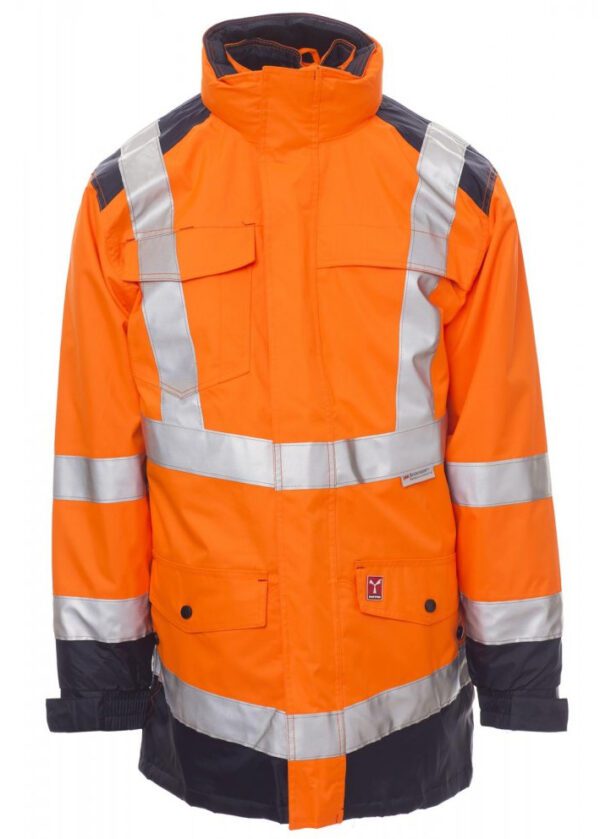 Descubre la versatilidad y seguridad en la parka bicolor 4 en 1 HISAFE de PAYPER. Con características innovadoras, como su capucha extraíble, múltiples bolsillos y costuras termoselladas, esta chaqueta redefine la alta visibilidad.