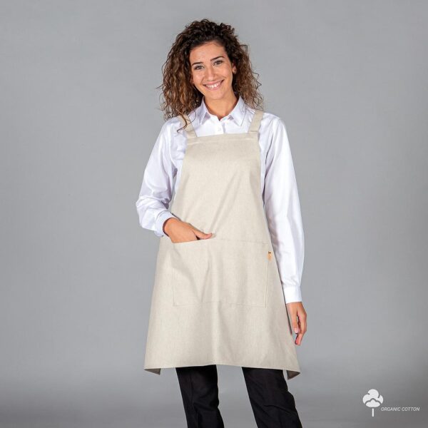 Delantal peto tejido orgánico de 76x92 cm en color beige, marca Gary's, línea NATUREWEAR.