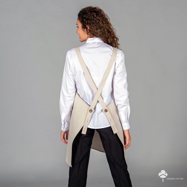 Delantal peto tejido orgánico de 76x92 cm en color beige, marca Gary's, línea NATUREWEAR.