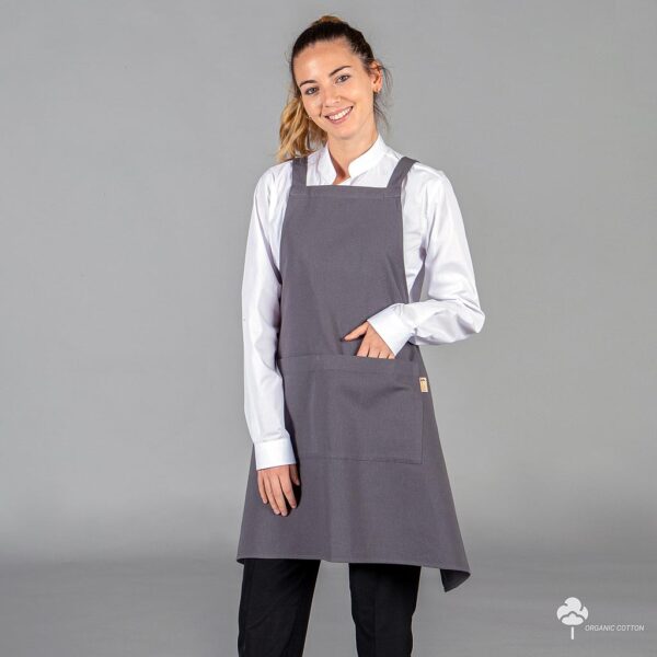 Delantal peto tejido orgánico de 76x92 cm en color gris marengo, marca Gary's, línea NATUREWEAR.