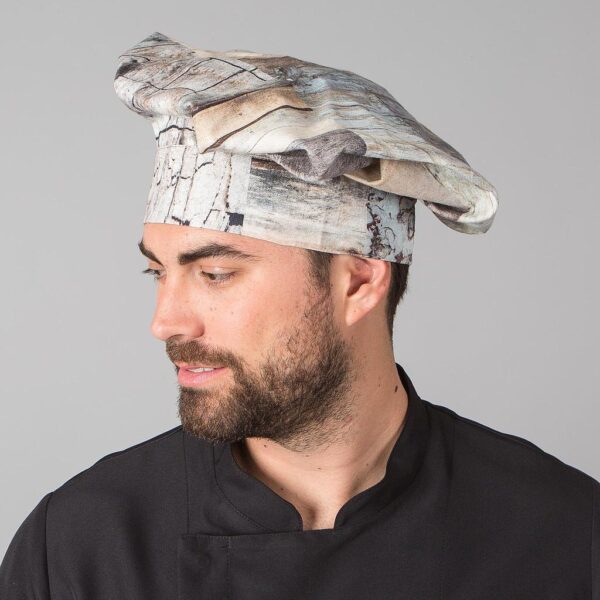 Gorro Chef Algodón con estampado maderas.