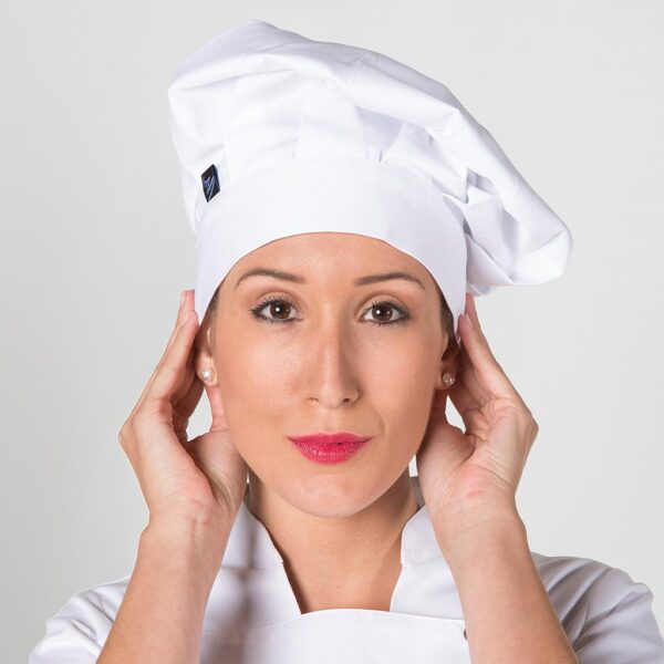Gorro Chef Blanco con Velcro, diseño clásico y elegante.