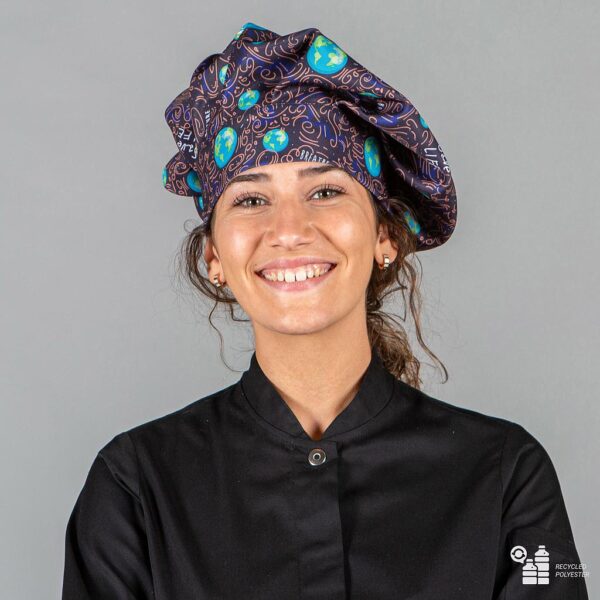 Gorro Chef Planet Reciclado con estampado.
