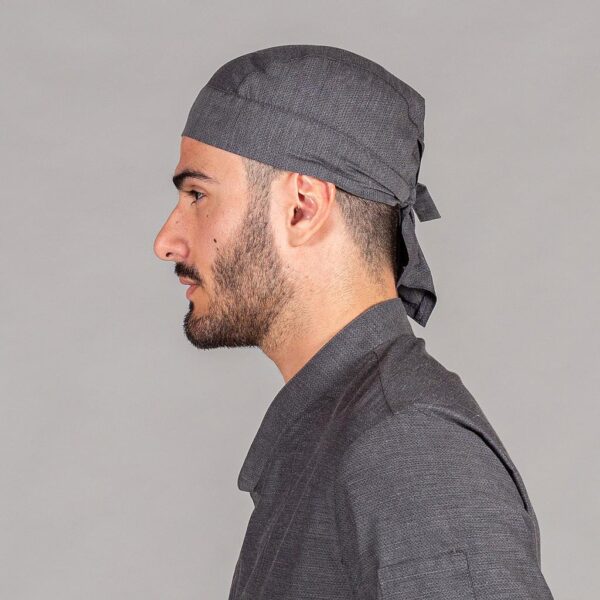 Gorro Pirata Chambray Rombos, diseño en rombos y color gris marengo.